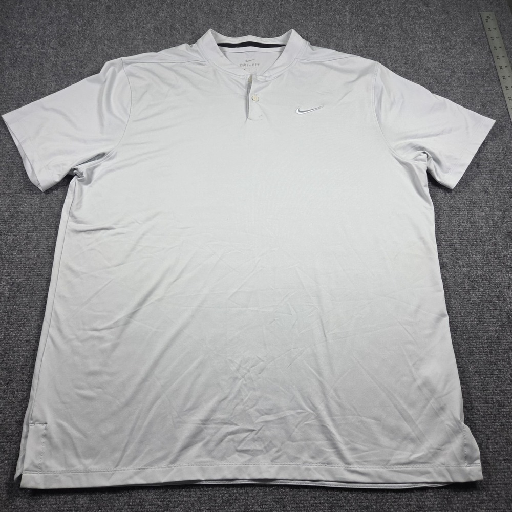 Nike Polo Shirt Men L Gray Blade Golf Dry Vapor Performance DRI FIT